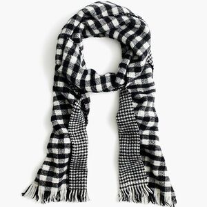 J.‎ Crew Double-faced plaid and houndstooth wool scarf